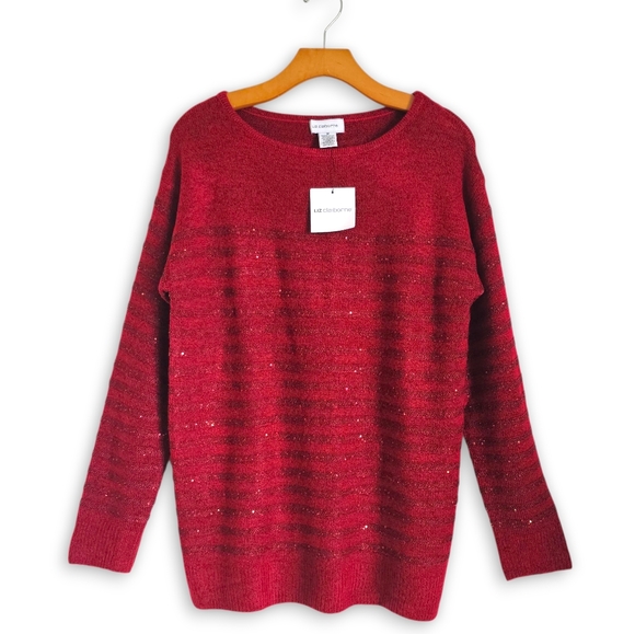Sequined Red Tunic Sweater - Picture 1 of 7